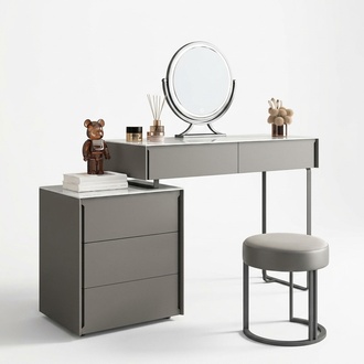Gray vanity designer bedroom furniture wood luxury dressing table