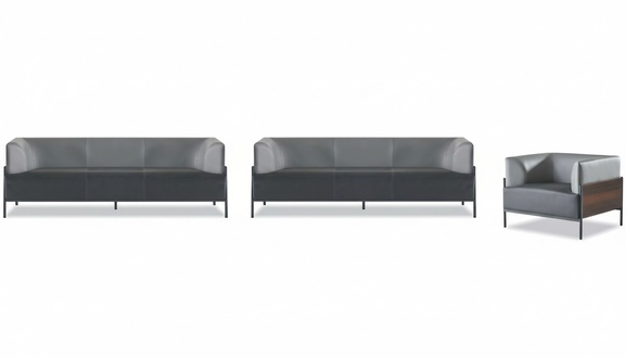 Gray waiting room furniture luxurious 2x 3-seater elegant armchair 3-piece set