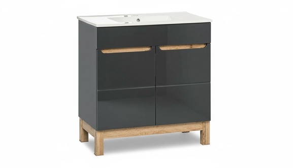 Gray washbasin with vanity unit High quality washbasin bathroom furniture 80cm
