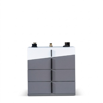 Gray-White Designer Chest of Drawers for Children\'s Room 4-Door Wooden Luxury Sideboard