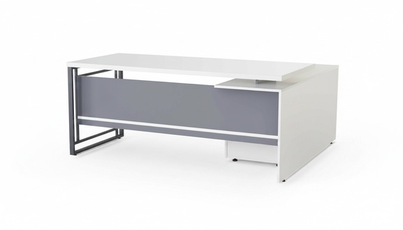 Gray-White Office Exclusive Table Designer Corner Table Office Furniture