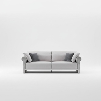 Gray wood-textile 2-piece living room set with sofa and coffee table.