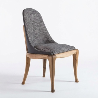 Gray wooden chair, modern and elegant, for dining room and office.