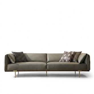 Green 3-Seater Living Room Leather Sofas Designer Exclusive Couch Sofas