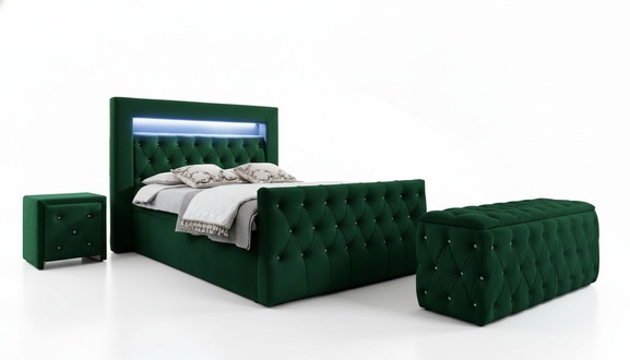 Green bedroom set complete set double bed stools consoles