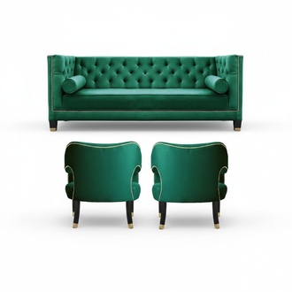 Green Chesterfield 3-SeaterTextile Modern Design Creative Furniture Sofa Fabric