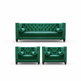 Green Chesterfield Couch Velvet Sofa Sofa Set Couches Sofas Upholstery 311 Seater