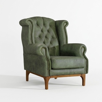 Green Chesterfield luxury armchair Designer armchair with armrests