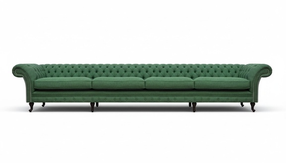 Green Chesterfield Luxury Couch Designer Four-Seater Living Room Elegant Sofa
