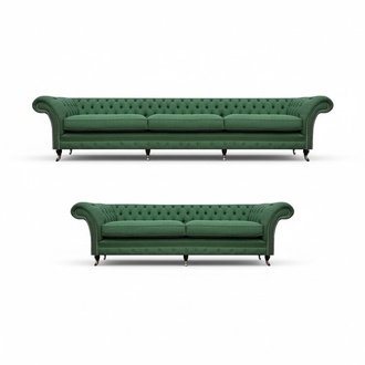 Green Chesterfield seating furniture set Modern three-seater Luxury two-seater