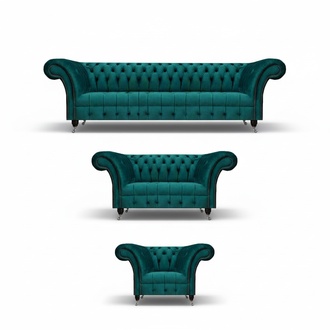 Green Chesterfield Sofa Complete Modern Design Furniture Couch Set Living Room
