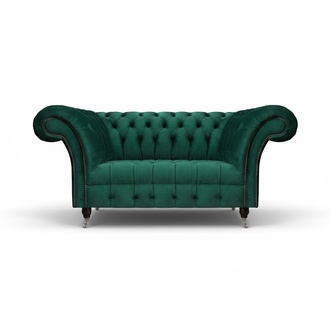 Green Chesterfield upholstered designer loveseat elegant textile furniture