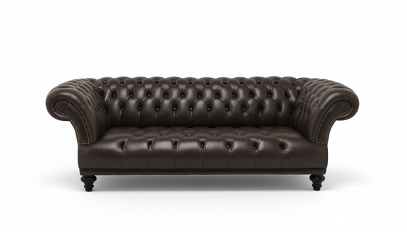 Chesterfield 3-Seater Sofa Dark Brown Faux Leather Upholstery New Comfortable Couch