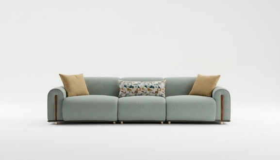 Green four-seater luxurious living room sofa designer seating furniture 4-seater
