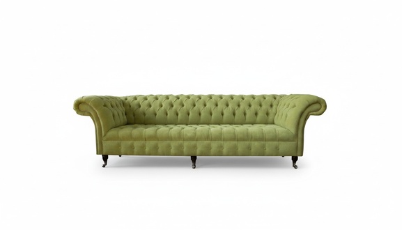 Green four-seater upholstered sofa, 4-seat furniture, big sofas, couches, 265cm new.