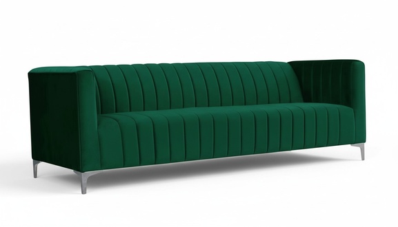 Green Sofa Italian Three-Seater Fabric Living Room Design Couches Upholstered Sofas