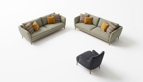 Green sofa Modern sofa set Living room three seater armchair two seater 3+2+1