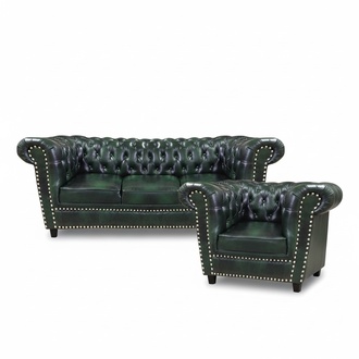 Green sofa set three-seater sofa design modern armchair Chesterfield living room