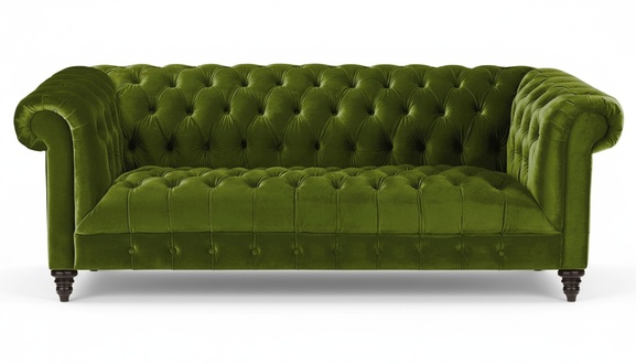 Green three-seater fabric Chesterfield design couches upholstered sofas original sofa