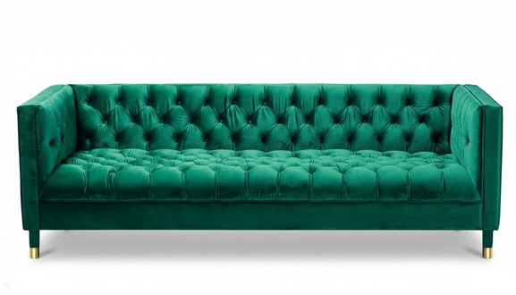 Green Three Seater Fabric Chesterfield Design Couch Upholstery Sofa Living Room 230cm