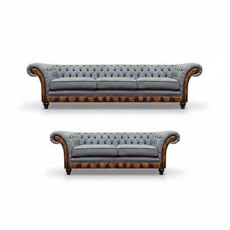 Gray Chesterfield fabric sofas luxurious living room couch set 2-piece