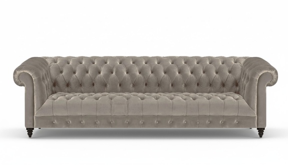 Gray furniture upholstered Chesterfield four-seater sofa couch living room