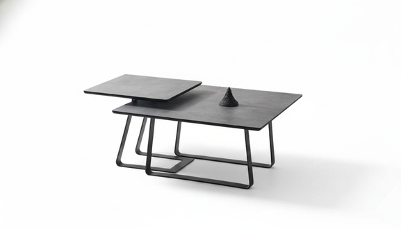 Group coffee table side table coffee table gray 2-piece set table wood