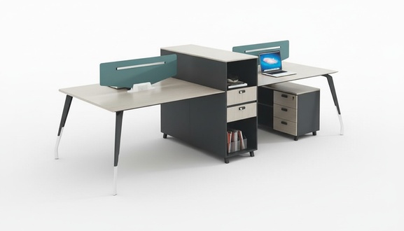 Group desk team workspace table furniture chest of drawers desk for 4 people