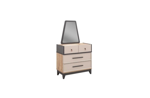 Group chest of drawers set with mirror wooden children\'s room beige console