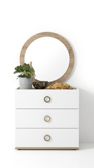 Group chest of drawers with mirror Chests of drawers wood white Bedroom wardrobe set