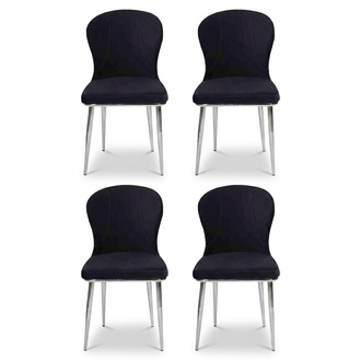 Group set 4x armchair chair design fabric upholstery chairs dining room textile