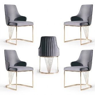 Group Set 4x Armchair Chair Design Fabric Upholstery Chairs Dining Room