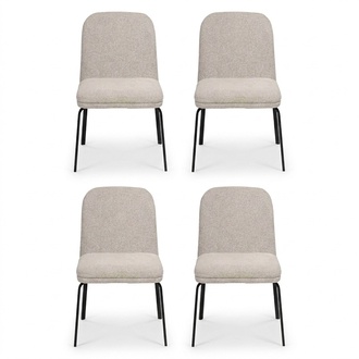 Group set of chairs 4x chair set textile upholstered seat stainless steel dining room new
