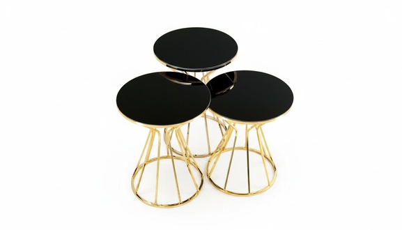 Group side tables coffee tables sofa tables 3pcs coffee tables gold