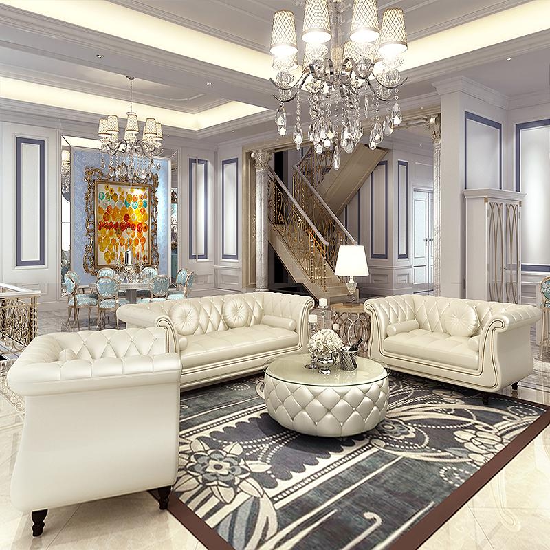 Chesterfield Premium Sofa Set 3+2+1 Seaters Light Beige Nice & Comfortable With Cushions New