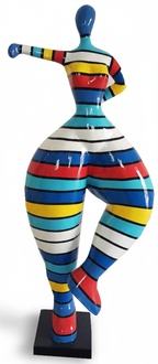 Abstract decorative sculpture designed as a gloss stand figure with colorful stripes 132cm