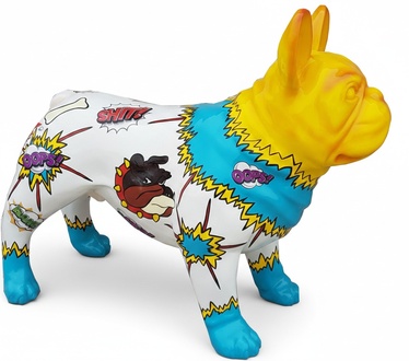 Modern style decorative colorful sculpture designed as dog figure with comics pics