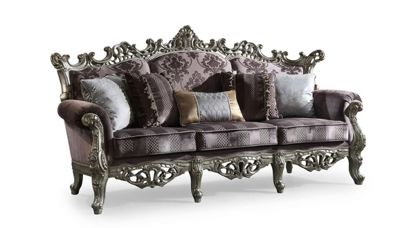 Bright Baroque Living Room Furniture Sofa Textile Couch Three Seater Seat Upholstery Sofas