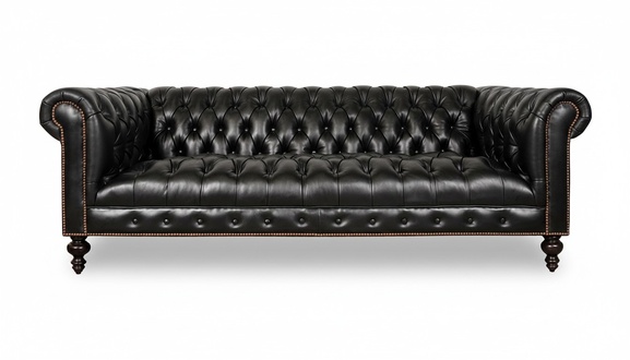 Classic Sofa 3-Seater Chesterfield with Buttons Black Faux Leather Comfortable Couch New