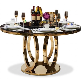 High Quality Luxury Designer Dining Tables Round Table Marble Metal Gold New