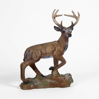 Decorative garden sculpture designed as brown deer figure 115cm length