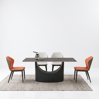 High-quality table, luxury tables, dining room furniture, pillars, stone look, modern.