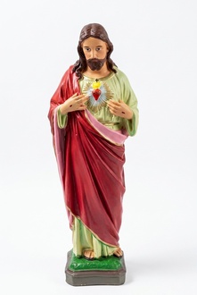 Decorative holy sculpture designed as standing Jesus figure showing his heart 40cm