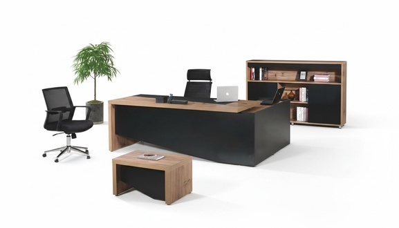 Office furniture Complete corner office desk 3 pcs wood black Office furniture