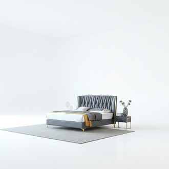 Hotel Luxury Design Beds Upholstery Metal Leather Bedroom Stainless Steel 180x200
