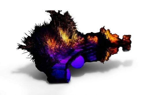 Modern style outdoor deco figure of a ball lamb with colorful light 50cm