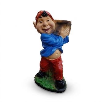 Decorative colorful sculpture designed as a boy with a bucket 52cm