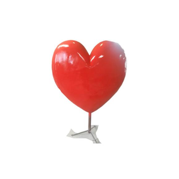 Decorative sculpture designed as massive red heart figure 160 cm height