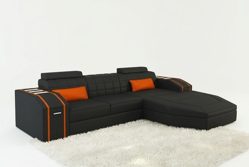 Illuminated living room leather sofa sofa corner couch living area Big XXL sofas new