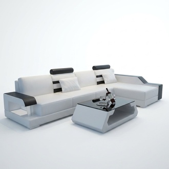 Illuminated Living Room Seating Landscape Couch Sets Seat Upholstery Leather Corner New